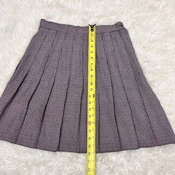Vintage Kips Bay Pink & Black Womens Houndstooth Plaid Skirt Pleated Skater 9/10 - Picture 7 of 12